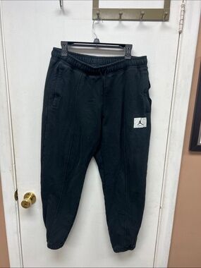 Jordan Black Fleece Joggers with White Jumpman Patch